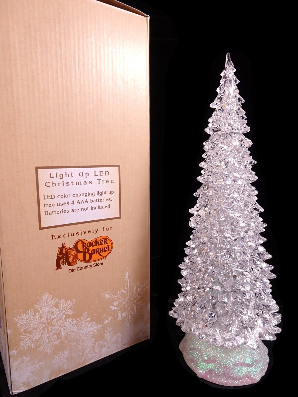 Gorgeous 12" Cracker Barrel Light Up LED Christmas Tree Changing Colors Video Ho